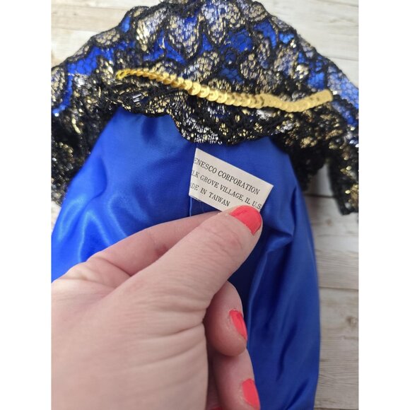 Vintage 17" Enesco Black‎ Blue Gold Jester Porcelain Knick Knacks Figurine - Picture 4 of 8